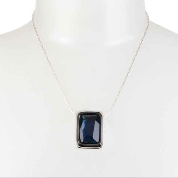 Robert Lee Morris Soho Silver Tone Geometric Blue Stone Necklaces - Picture 1 of 8